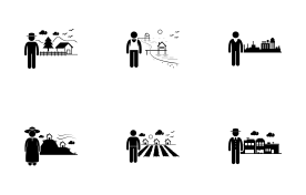 People Living in Different Places icon set