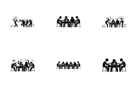 People playing cards icon set