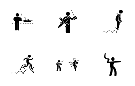 People Playing with Outdoor Toys icon set