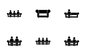 People Sitting on Chair Sofa icon set