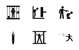 Punishment Sentence Execution icon set