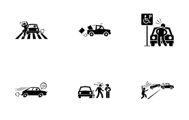 Reckless Driver Driving Car icon set