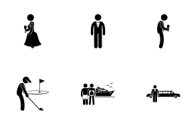 Rich People High Society icon set