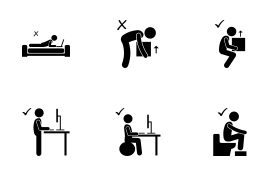 Right and Wrong Body Postures icon set