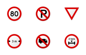 Road sign red icon set