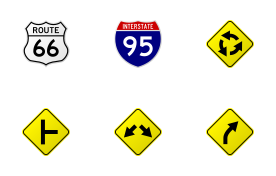 Road sign yellow set 1 icon set