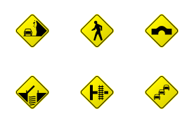 Road sign yellow set 2 icon set
