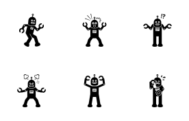 Robot Actions and Emotions icon set