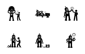Robot and Human icon set