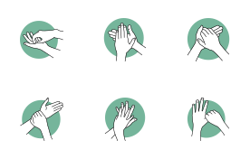 Sanitize hands icon set