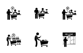 Shopping at Store icon set