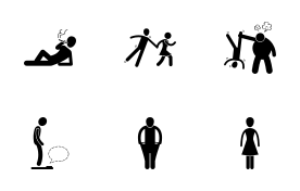 Skinny Weak Man Life icon set
