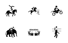 Sport and Games with Alphabet E icon set