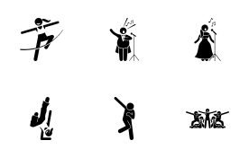 Stage Performer Artists icon set