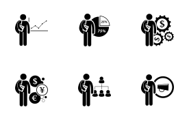 Student Degree in Business Management icon set