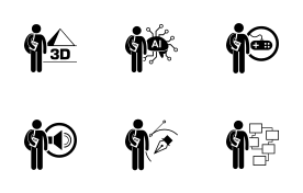 Student Degree in Information Technology icon set