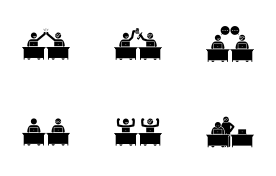 Successful Colleague and Business Partners icon set