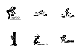 Survival skills living in a rural place or forest icon set