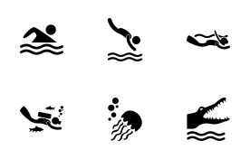 Swimming Pool Rules icon set