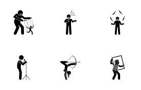 Theater Stage Performers icon set