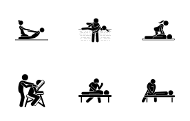 Type of massages and therapies icon set