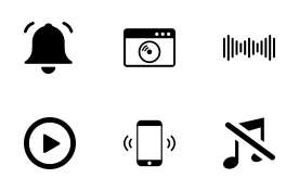 vector black audios and media icons