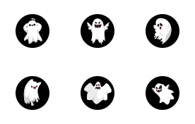 vector black Halloween ghost icons