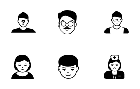 vector faces and profiles icon Set