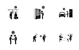Virus Transmission and Contamination Areas and Places icon set