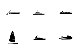 Water Transportation Ship and Boat Type icon set