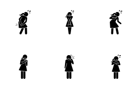 Woman Body Parts Pain and Ache icon set