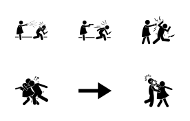 Woman Female Girl Self Defense icon set