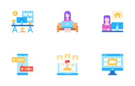 Work at home icon set